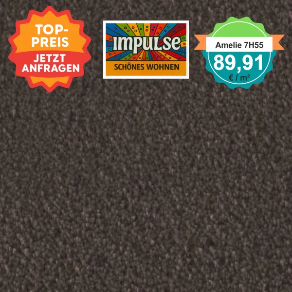 Vorwerk Amelie 7H55 braun – Velours Teppichboden 4 m – mit Preisangabe auf dem Bild